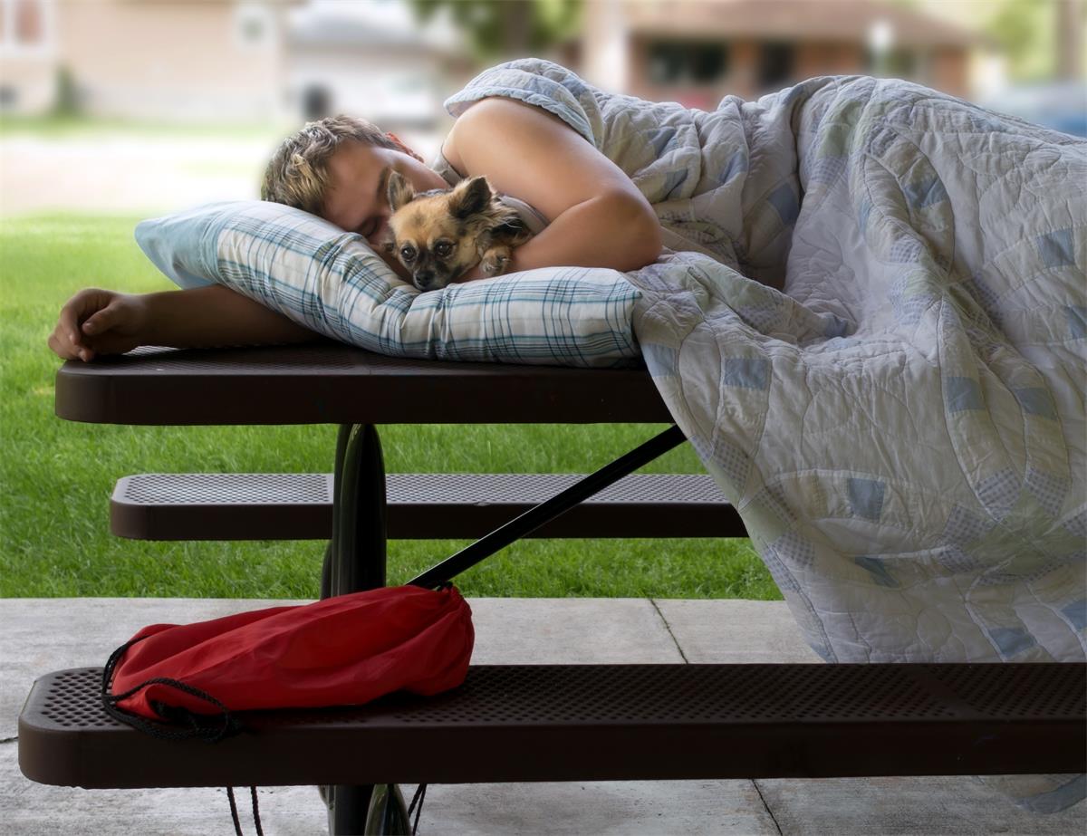 Homeless man and his dog